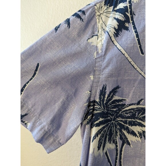 Old Navy Tropical Hawaiian Button Up Slim Fit Stretch Blue Size Medium - Picture 3 of 6